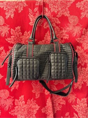 L.A.M.B. Quilted leather small duffle barrel bag